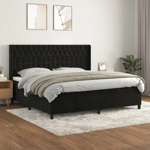  Box spring postelja z vzmetnico črna 200x200 cm žamet, (20761290)