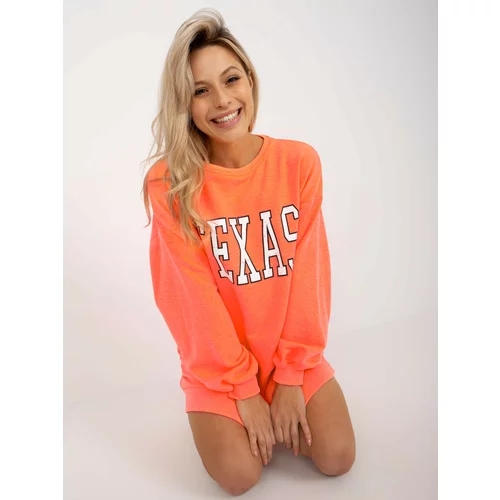 Fashion Hunters Fluo Orange Long Oversize Sweatshirt with Print