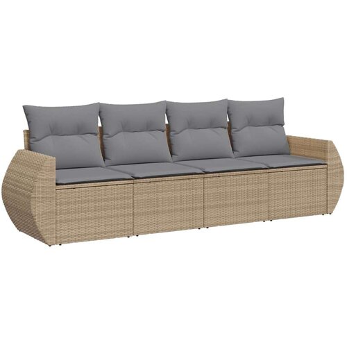 VidaXL 4-dijelni set vrtnih sofa s jastucima bež od poliratana Slike