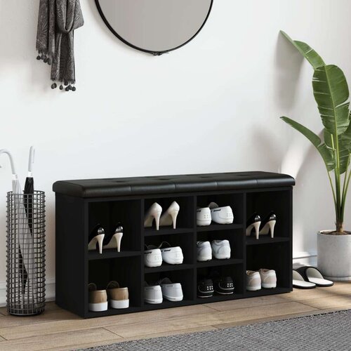  Klupa za cipele crna 102 x 32 x 50 cm od konstruiranog drva Slike