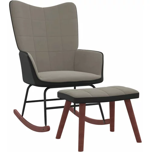  Stolica za ljuljanje s osloncem za noge svjetlosiva baršun/PVC