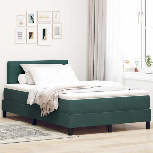 VidaXL Box Spring Krevet s Madracem Tamno Zeleno 120x200 cm Bar&amp;scaron;un Slike