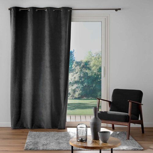 Douceur d int&amp;eacute;rieur Antracitno siva žametna zavesa 140x260 cm Olympe &amp;ndash; Slike