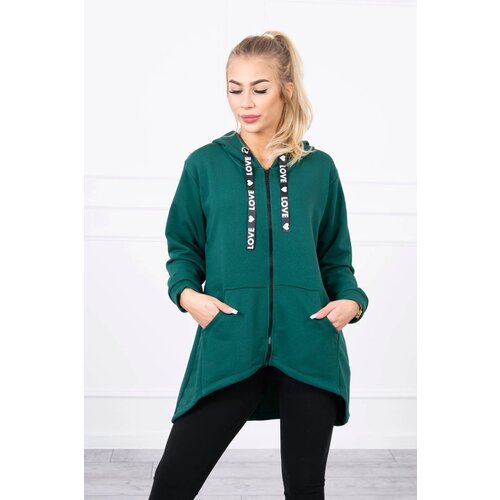 Kesi Sweatshirt with longer back and hood green Cene