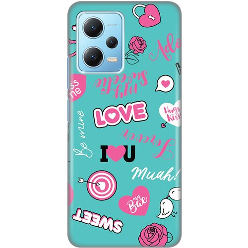 silikonska maska za Xiaomi Redmi Note 12 5G (EU) Love Print tirkizna Slike