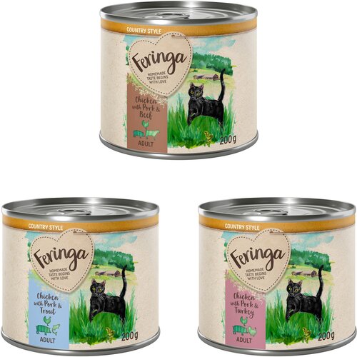 Feringa Ekonomično pakiranje Country Style meni 24 x 200 g - Mje&amp;scaron;ovito pakiranje 1: puretina, govedina, pastrva Slike