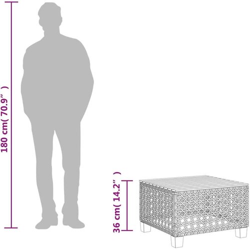 vidaXL Vrtna miza siva 55x55x36 cm poli ratan in akacijev les Cene