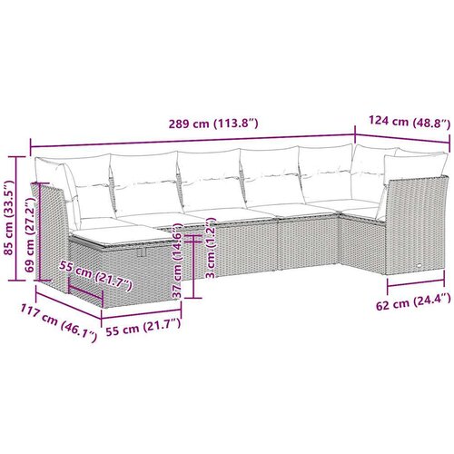 VidaXL 7-dijelni set vrtnih sofa svjetlosivi od poliratana Slike
