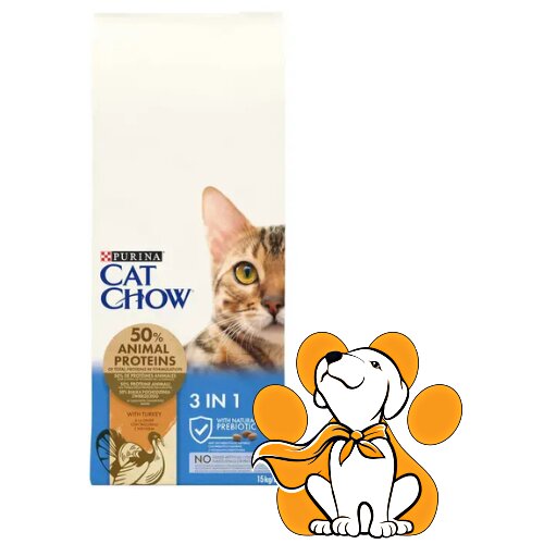 Purina Cat Chow cat Chow 3u1 Turkey 15kg, Suva Hrana Za Mačke Sa Ćuretinom Cene