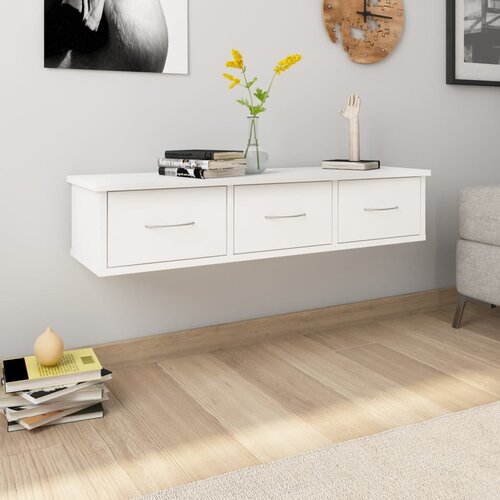  Zidna polica s ladicama bijela 88x26x18,5 cm konstruirano drvo Cene