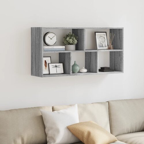  Zidna polica siva boja hrasta 100x25x50 cm konstruirano drvo Slike