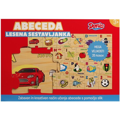 Denis Toys Drvena podna slagalica, ABECEDA, SLO, 25-dij. Slike
