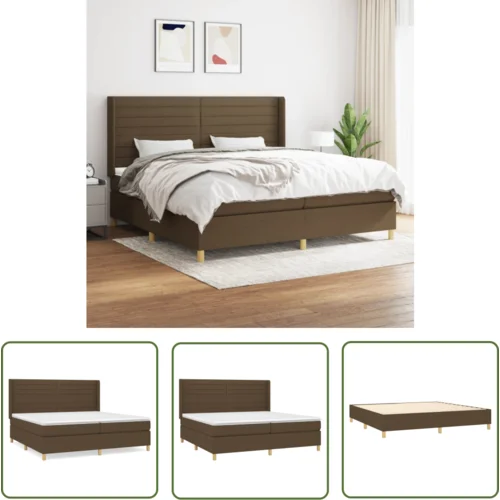 The Living Store Box spring postelja z vzmetnico temno rjav 200x200 cm blago - Box Spring Postelja, (21737595)