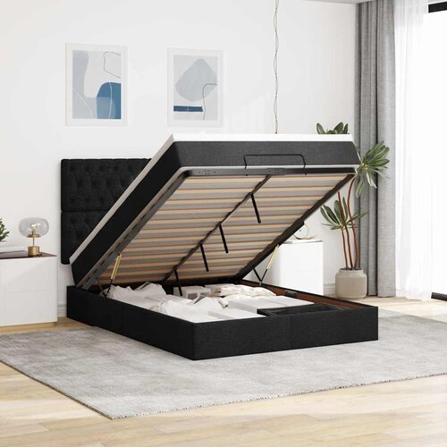  Otomanski krevet s madracem i LED crni 140x190 cm tkanine Cijene