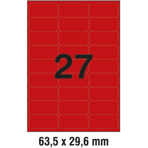  ETIKETE LK 63,5X29,6MM PK25L ZWECKFORM L6003-25 NEON CRVENE Slike