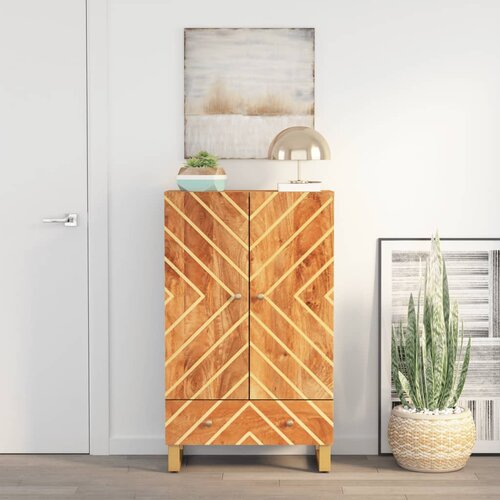 VidaXL Visoka komoda smeđe-crna 60x33 5x100 cm od masivnog drva manga Slike