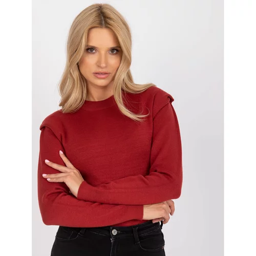 Fashionhunters Classic maroon sweater with decorative sleeves