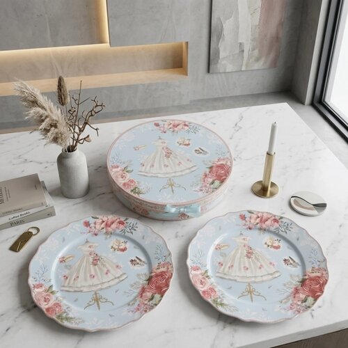 Tanjir SET 2/1 PASTEL PLAVI LOVE 26CM OP25450 WY Slike