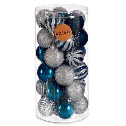  Set božićnih kuglica Krist+ HM20087-061/003 Plava Srebrna Plastika &amp;Oslash; 6 cm (6 kom.) Slike
