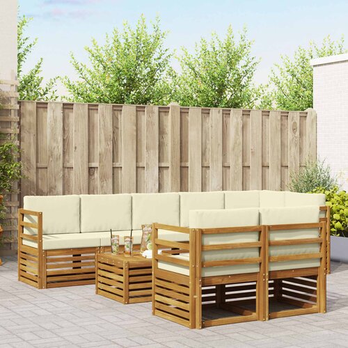  Setovi sofa 9 pcs Prirodna i krem Čvrsto drvo akacije Cene