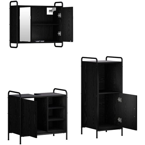  Set ormarića za kupaonicu 3 kom. Crni hrast 40 x 36 x 99,5 cm Slike