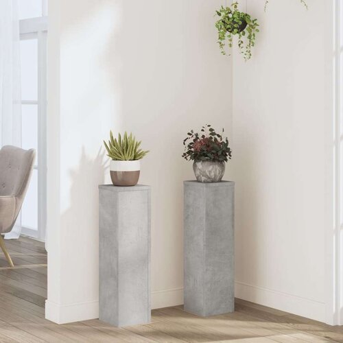  Stalci za biljke 2 kom siva boja betona 17 x 17 x 60 cm drveni Slike