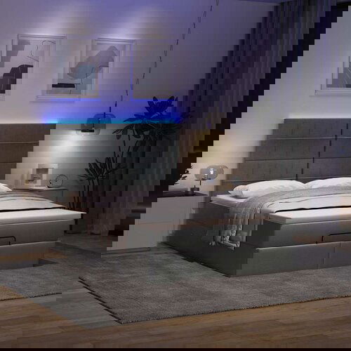 vidaXL Otomanski krevet s madracem i LED tamnosivi 140x190 cm tkanine Cijene