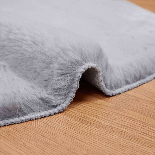  Faux Rabbit Fur Rug Olite Siva 80 x 120 cm Poliester Slike