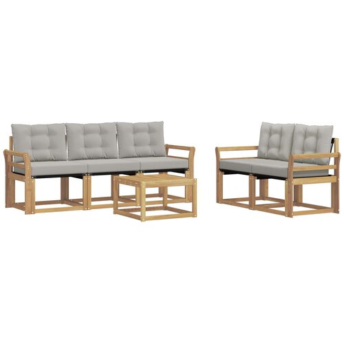 vidaXL Zunanja garnitura za sedenje 6 pcs Bela in svetlo siva, (5000281788) Cene