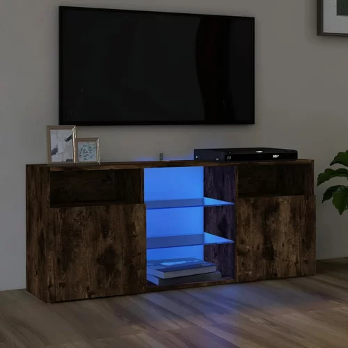 vidaXL TV omarica z LED lučkami dimljeni hrast 120x30x50 cm