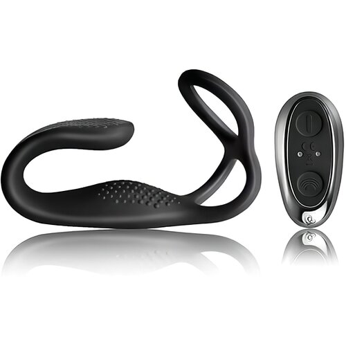 Rocks Off radio analni vibrator na baterije s prstenom za penis (crni) Slike