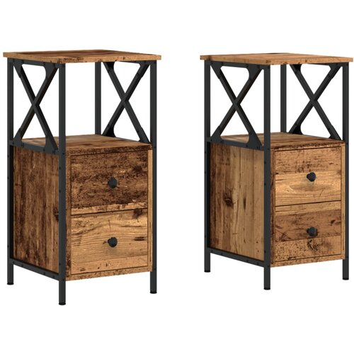 Maison Chic Dvo delni komplet Nočne omarice - Nočne mize starinski les 34x35,5x70 cm inženirski les, (21686912) Cene