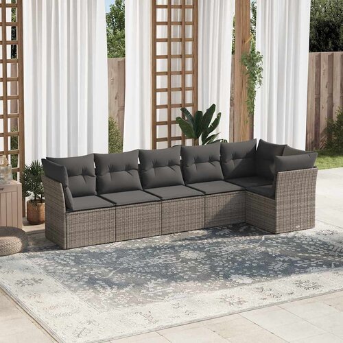  6-dijelni set vrtnih sofa od poliratana s jastucima sivi Cene