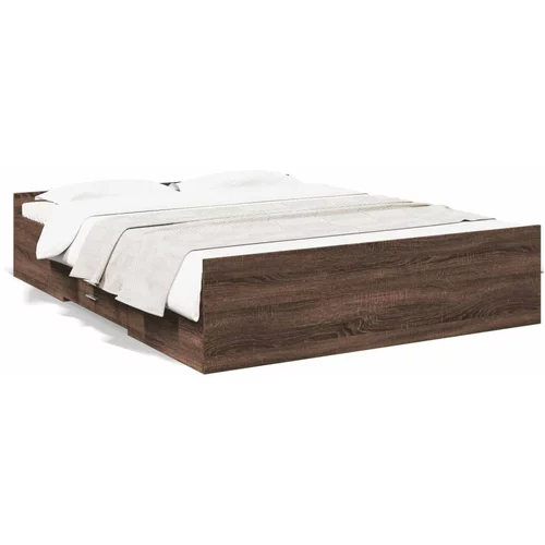  Okvir za krevet s ladicama smeđa boja hrasta 160x200 cm drveni