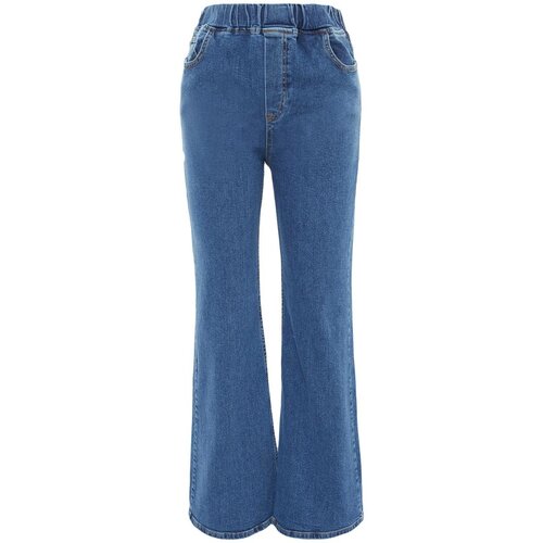 Trendyol Curve Blue Elastic Waist Spanish Leg Jeans Slike