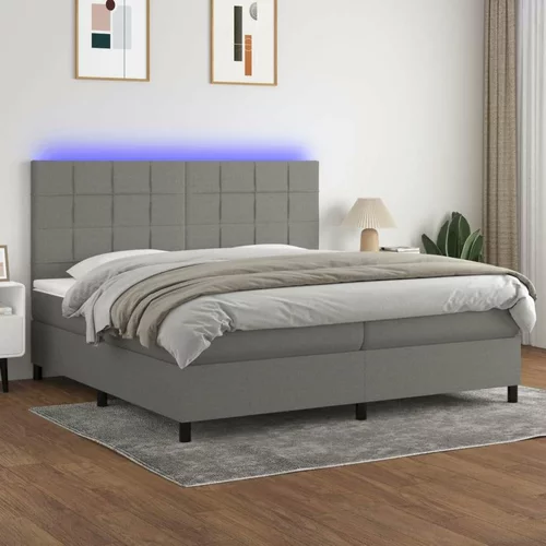  Box spring postelja z vzmetnico LED temno siva 200x200 cm blago, (20761072)