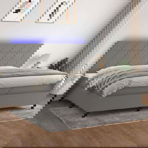  Box spring s madracem LED tamnosivi 200x200 cm tkanina Cijene