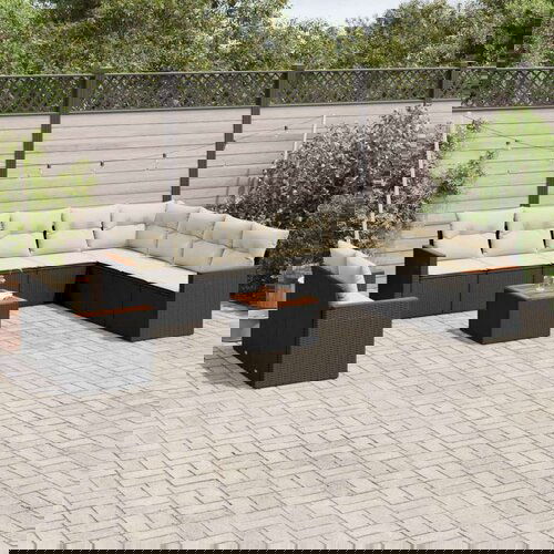  11-dijelni set vrtnih sofa od poliratana s jastucima crni Cijene