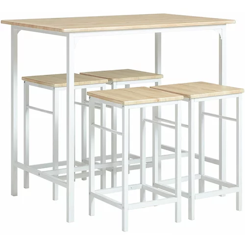 SoBuy komplet barske mize s 4 stolčki z vzorcem iz brezovega lesa v industrijskem slogu, (21123387)