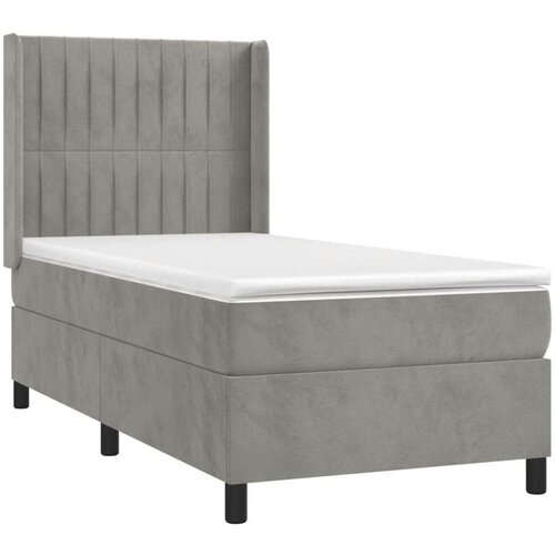  Box spring s madracem LED svjetlosivi 90x190 cm bar&amp;scaron;un Slike