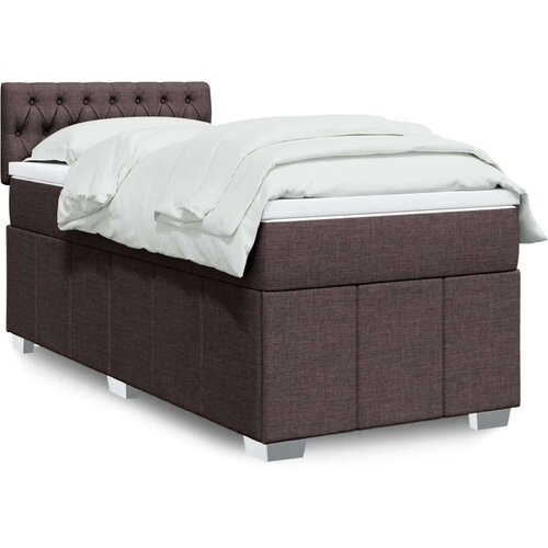 vidaXL Box spring postelja z vzmetnico temno rjava 100x200 cm blago, (21308373) Cene