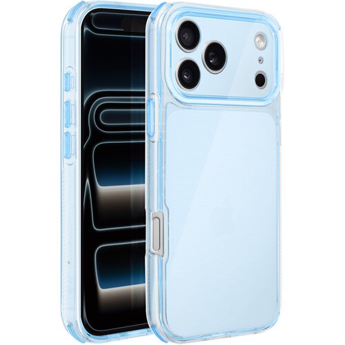 AVIZAR Ovitek za iPhone 17 Pro Max, ojačan, dvomaterialni, teksturiran, nedrseč, Svetlo modra, (5000189221) Cene