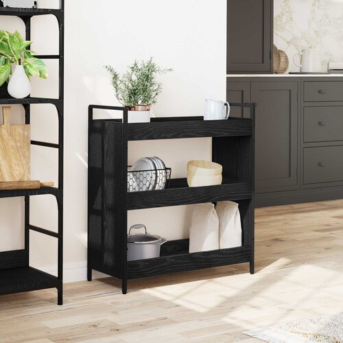  Kuhinjski kolica Crni hrast 70 x 30 x 82 cm Konstruirano drvo Slike
