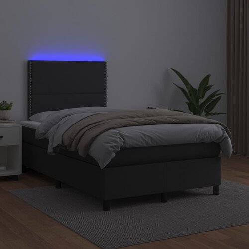  Krevet box spring s madracem LED crni 120x200cm od umjetne kože Slike