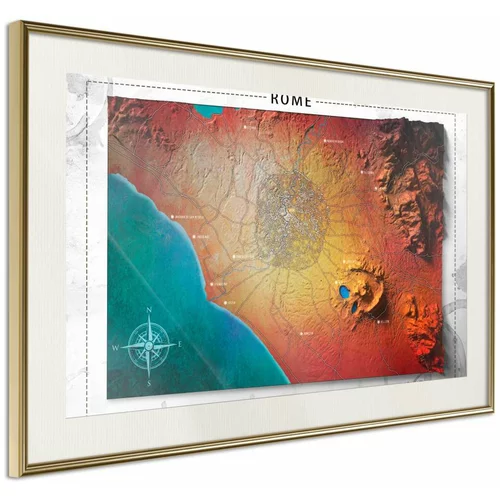  Poster - Raised Relief Map: Rome 60x40