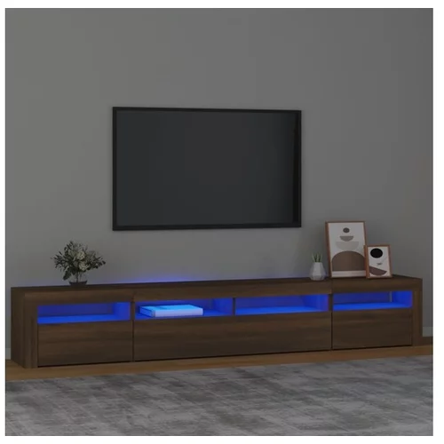 TV omarica z LED lučkami rjav hrast 240x35x40 cm