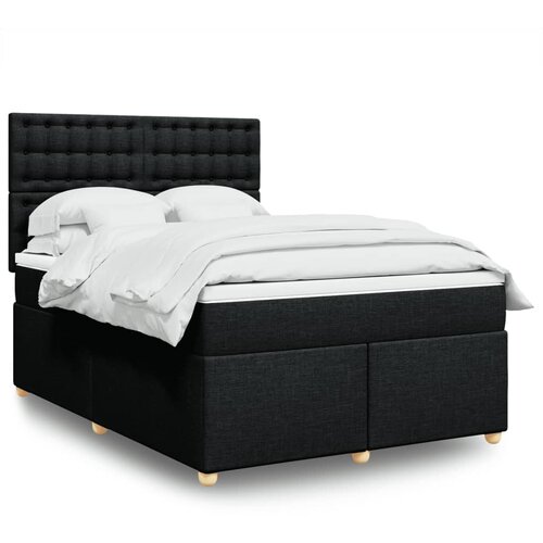 vidaXL Box spring postelja z vzmetnico črna 140x200 cm blago Cene