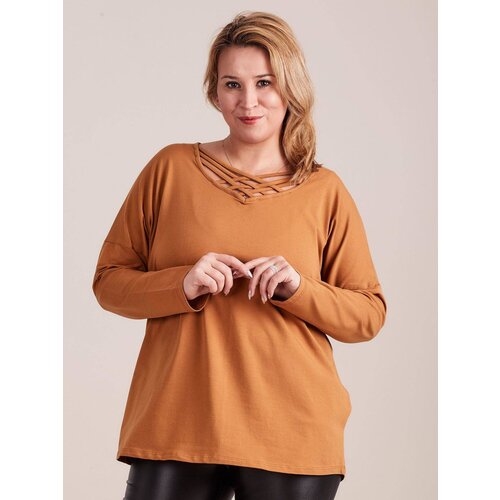 Yups Blouse with a braided neckline brown Slike