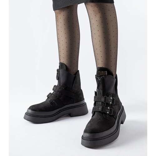 Gemre Black platform ankle boots Glen with buckles Cene