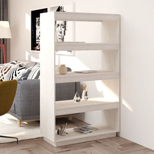 vidaXL knjižna omara za razdelitev prostora bela 80x35x135 cm borovina Cene